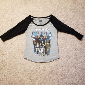 Grey/Black Star Wars Baseball Tee